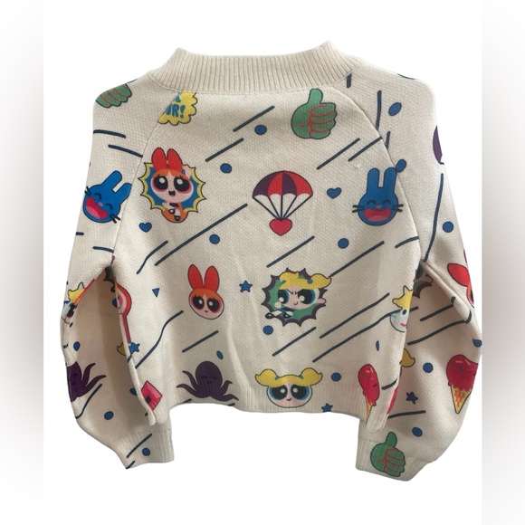 SHEIN The Powerfuff Girls X Sz(S) V Neck Cartoon Pattern Reglan Sleeve Sweater - Picture 3 of 6